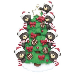 Bears On Tree 7 Family Personalised Christmas Decoration