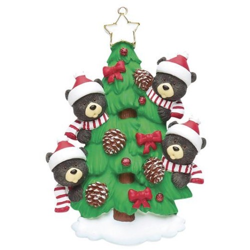 Bears On Tree 4 Family Personalised Christmas Decoration Bears On Tree 4 Family Personalised Christmas Decoration