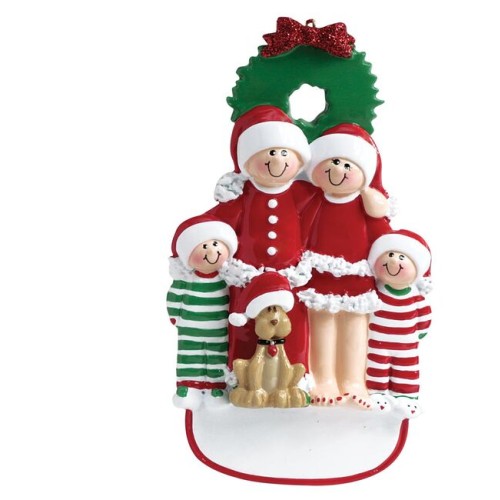 Christmas 4 Family With Dog Personalised Decoration Christmas 4 Family With Dog Personalised Decoration