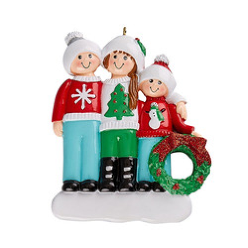 Ugly Sweater Family 3 Personalised Christmas Decoration Ugly Sweater Family 3 Personalised Christmas Decoration