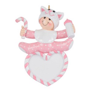 Winter Hat Baby Girl Personalised Christmas Decoration