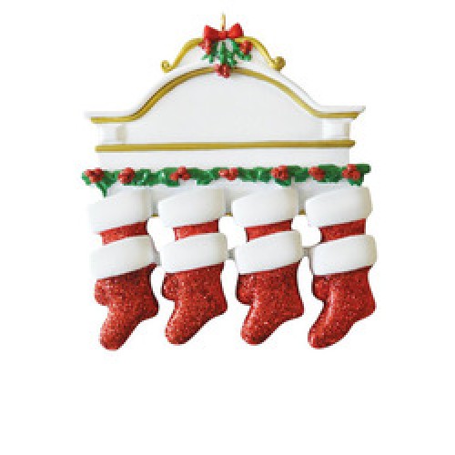White Mantle with 8 Stocking Personalised Decoration White Mantle with 8 Stocking Personalised Decoration