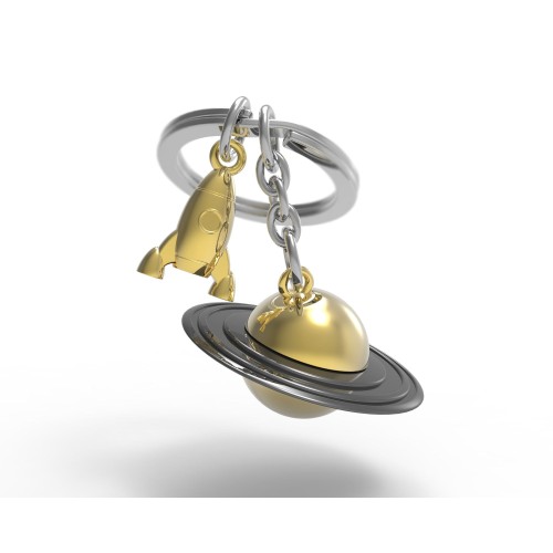 Meta Morphose Planet Keyring Grey and Gold Meta Morphose Planet Keyring Grey and Gold