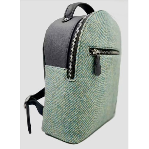 Harris Tweed Backpack Turquoise Herringbone Harris Tweed Backpack Turquoise Herringbone