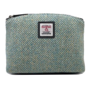 Harris Tweed Cosmetic Bag Blue Herringbone