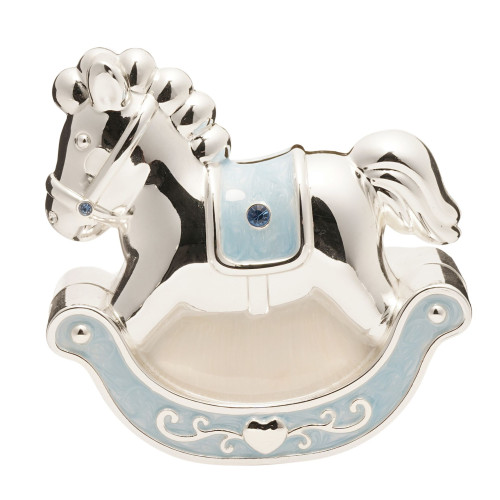 Silverplated Rocking Horse Money Box Blue Silverplated Rocking Horse Money Box Blue