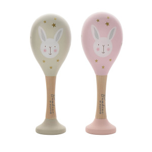 Pink & Cream Wooden Maracas